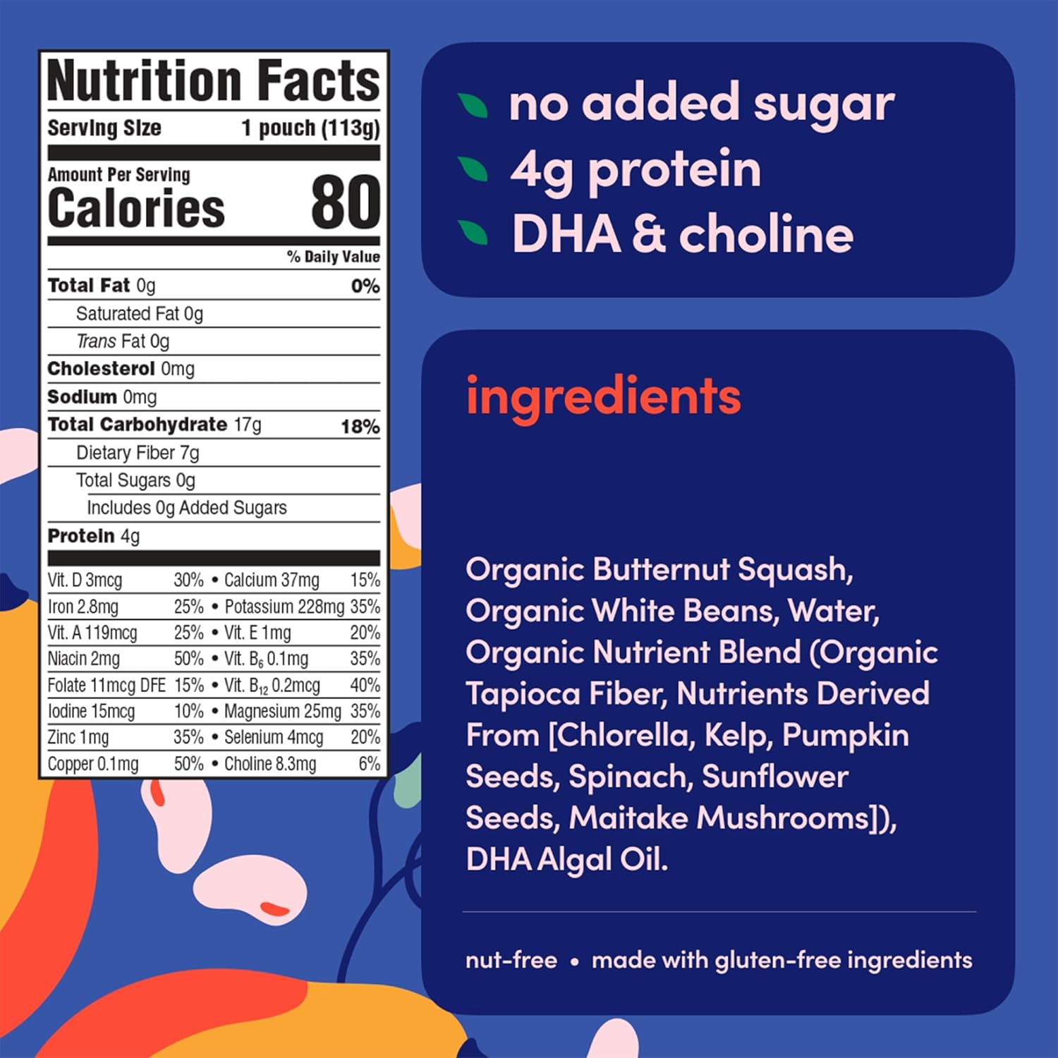 Cerebelly Organic Baby Food Pouches, Butternut Squash White Bean Purees, 16 Nutrients, No Added Sugar, Fiber & Non-GMO, 4oz, 6 Pack - Image 2