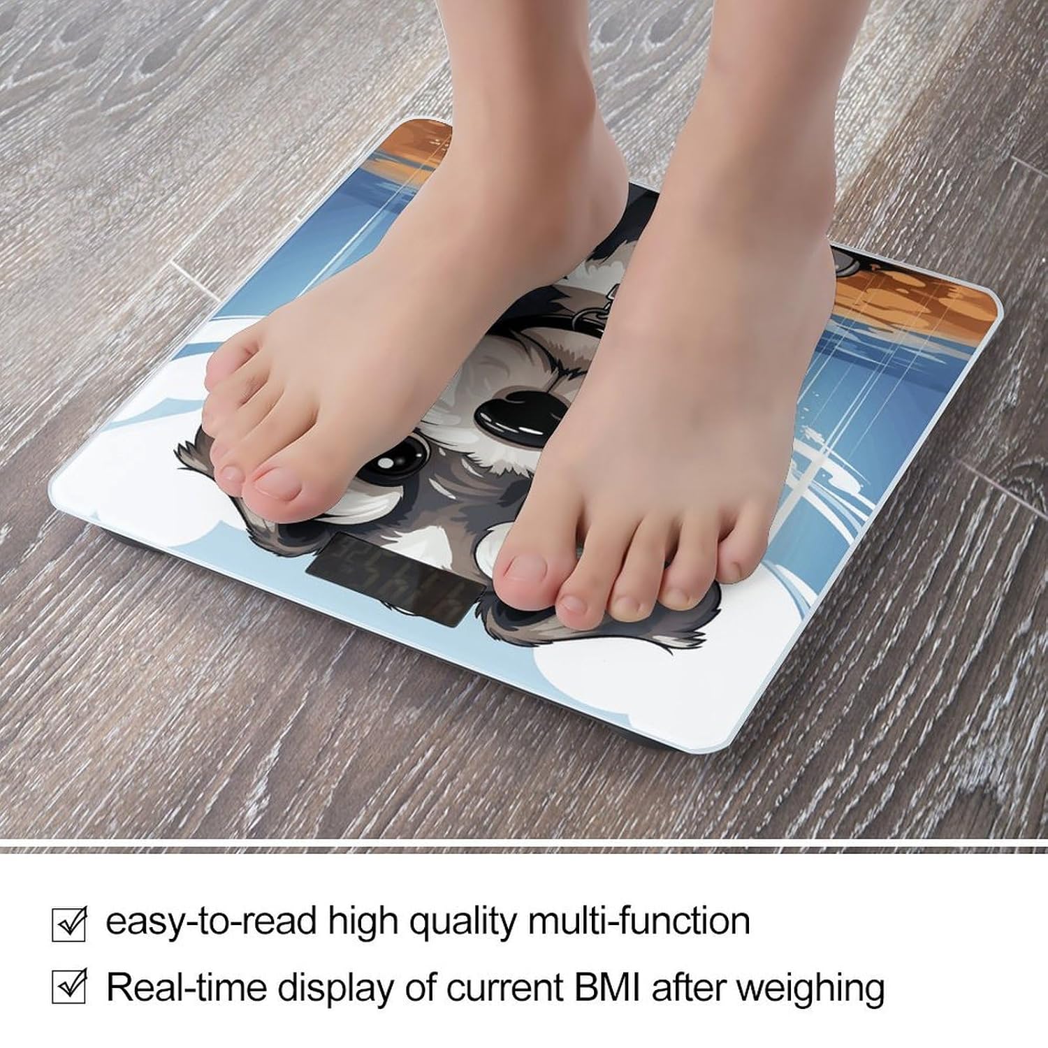 Adorable Schnauzer Bathroom Scale Large LCD Backlight Display Digital Scale Rounded Corners Body Scales Automatic Power On/Off Bathroom Scales for Home Bedrooms