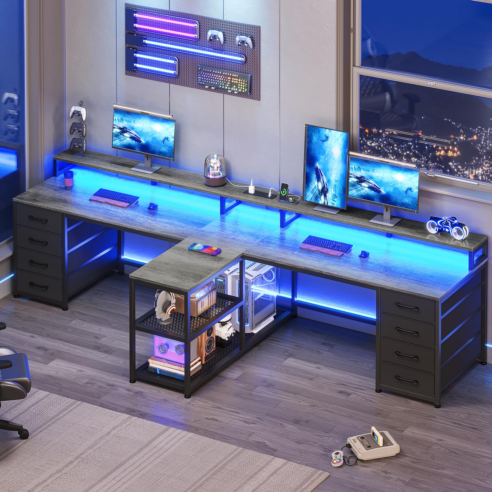 SEDETA 94.5 Inch Gaming Desk Grey