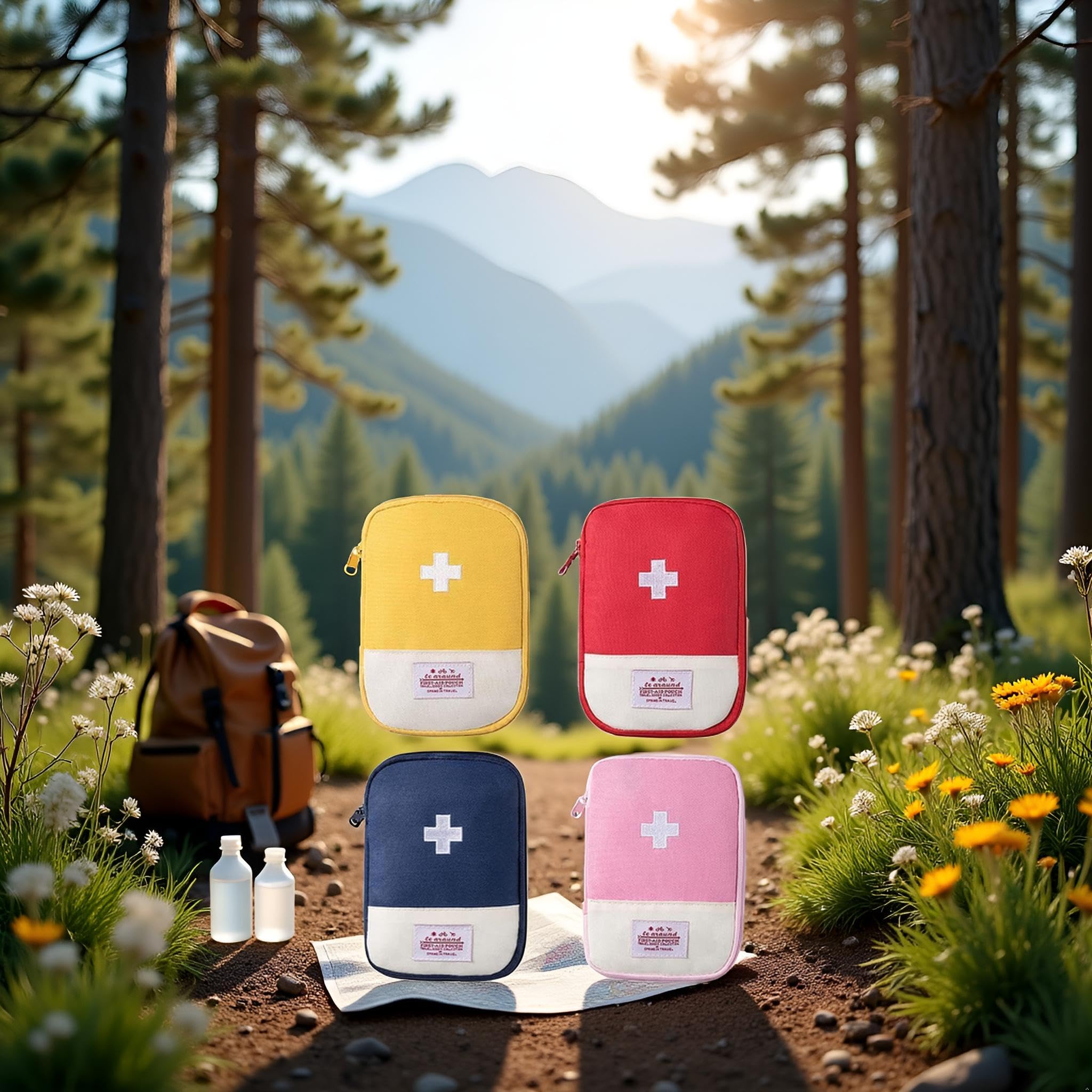 4 bolsas pequeñas vacías de primeros auxilios de viaje, bolsa de rescate médico portátil para primeros auxilios al aire libre, multifunción, bolsa organizadora de almacenamiento de medicamentos de