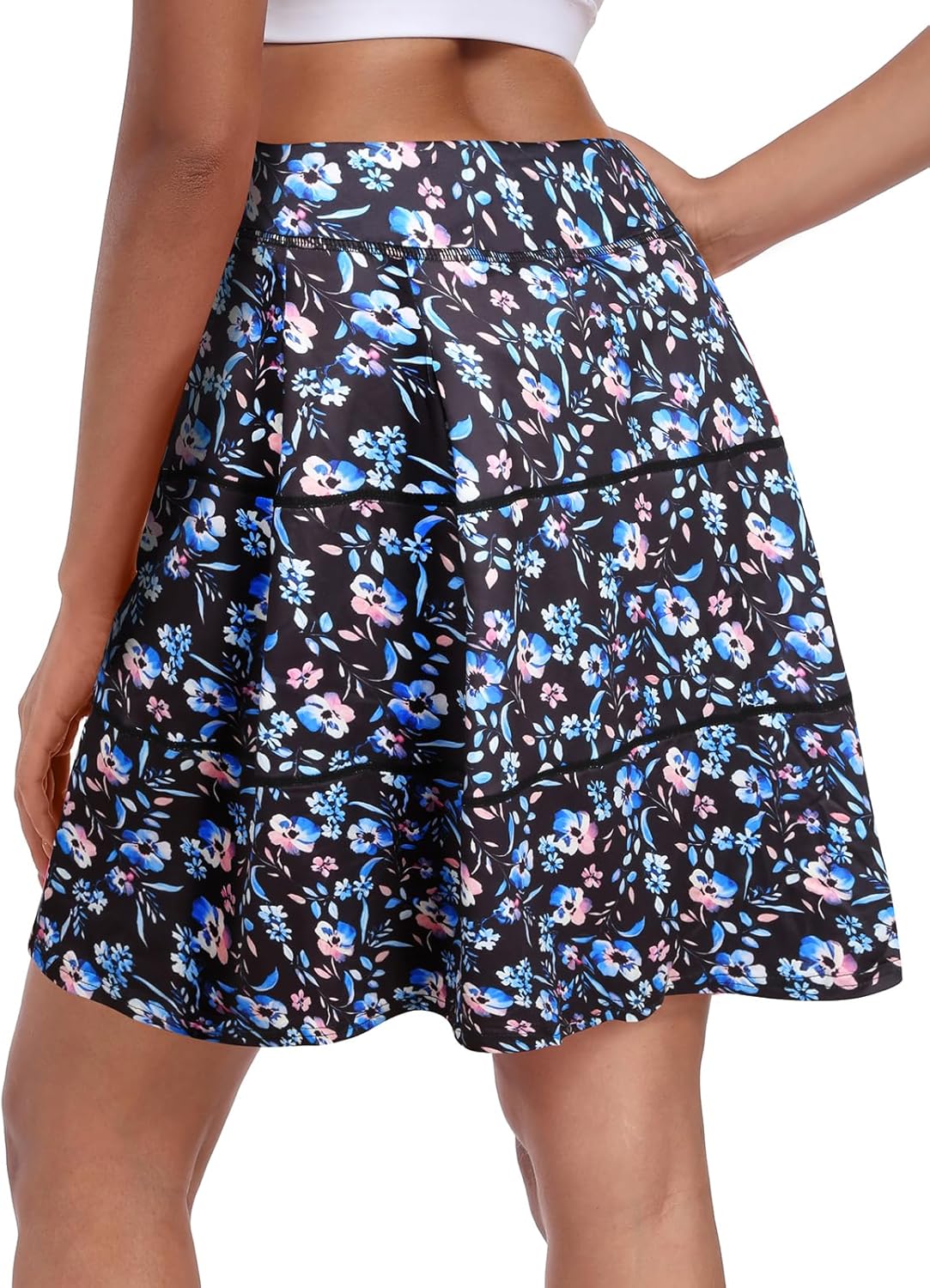 KORALHY Pleated Back Tennis Skirts for Women 20" High Waist Athletic Skorts with Decorative Stitching and Pockets for Golf