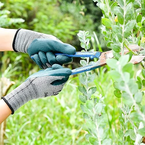 Miniatura 7 de DOFOWORK Guantes de jardinería  6 pares de guantes de jardinería para mujereshombres, guantes de jardín de látex natural transpirable con agarre