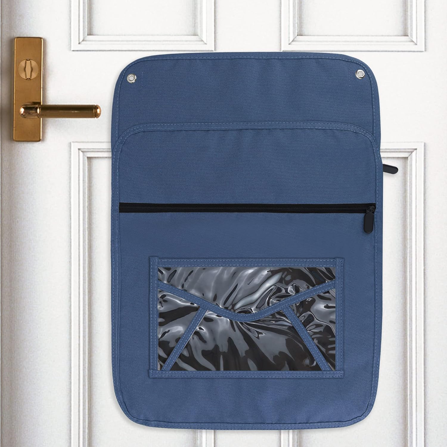 Mail Slot Catcher Blue Indoor Mail Catcher, Durable Oxford Bag for Front Door Garage Office Mail Slot Cover, Space Saving, Self-Adhesive, No Screws Needed, Machine Washable, Housewarming Gift Ideas