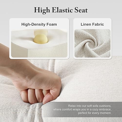 Miniatura 7 de Sofá de 3 plazas con asientos profundos, sofá tapizado moderno de mediados de siglo de 89 pulgadas con reposabrazos, cómodos sofás para sala de