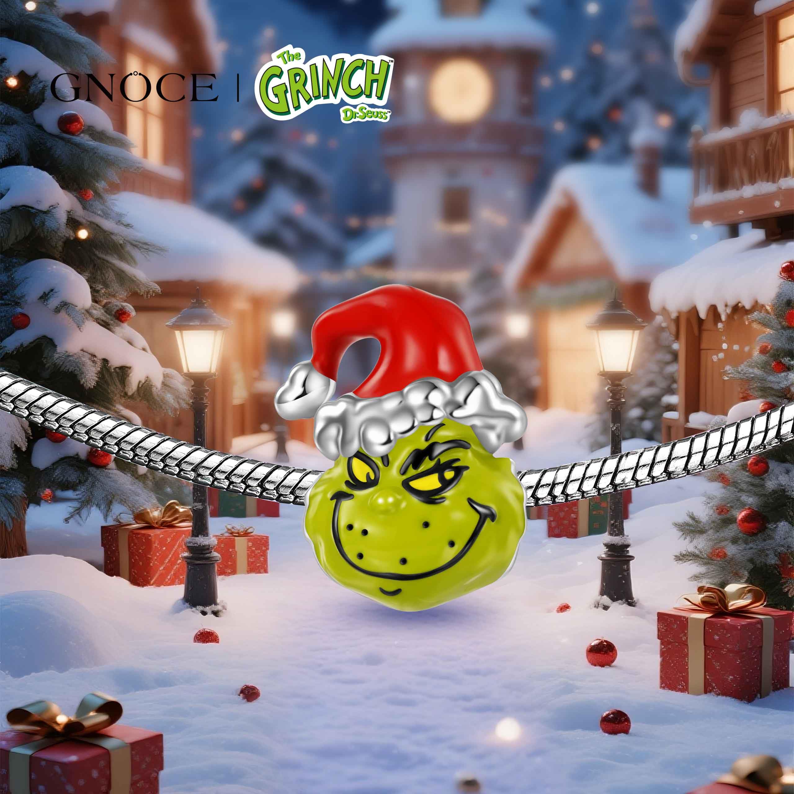 GNOCE Ciondolo a Forma Di Palla Di Natale Grinch In Argento Sterling 925 Per Donne e Ragazze Regalo Di Gioielli