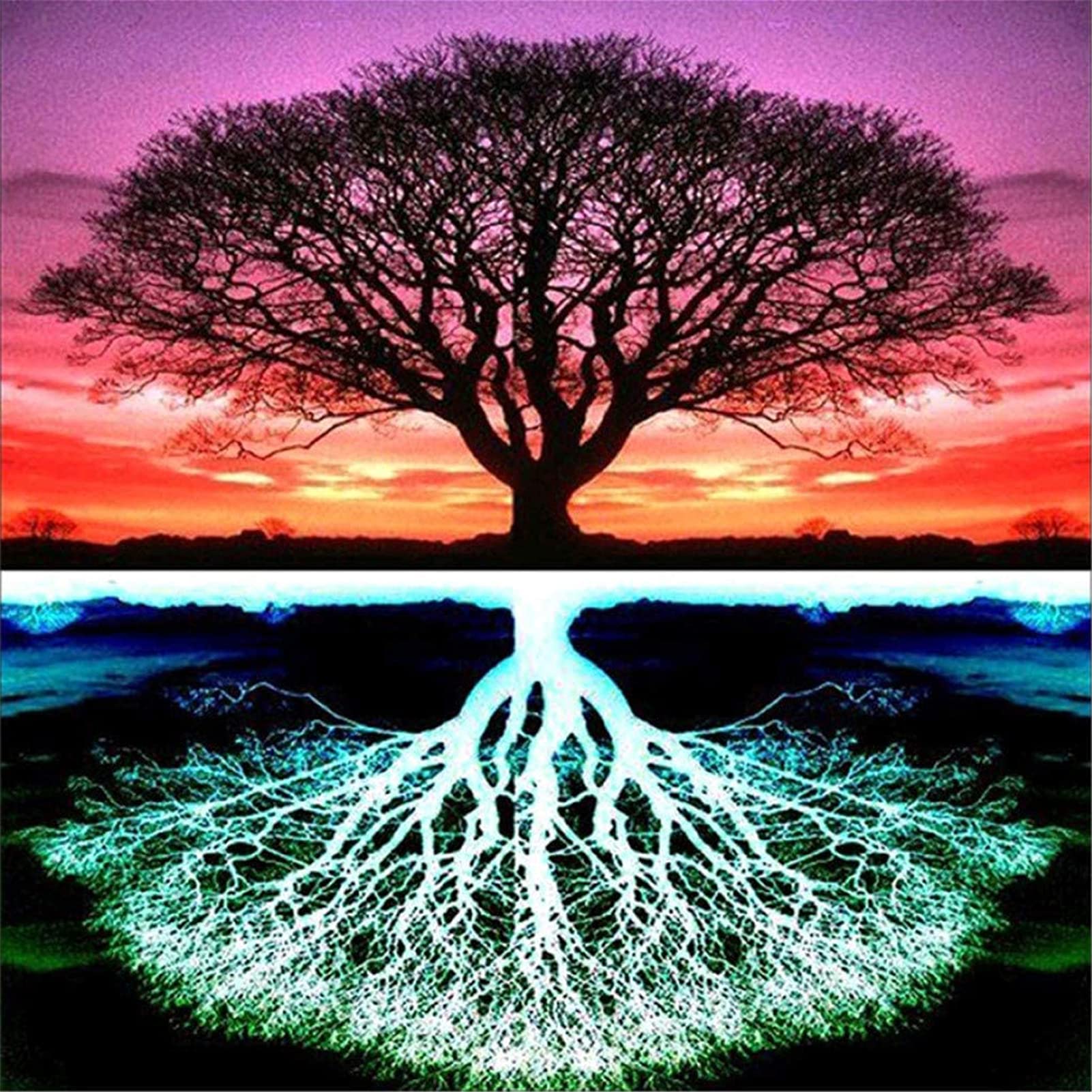 SANYOCZH 5D Diamond Painting Kits, DIY Full Round Drill Reflection Tree Diamond Art Kit for Adults Kids Beginners, Crystal Gem Crafts Wall Decor for Home Office Room (12"x16", Reflection Tree)