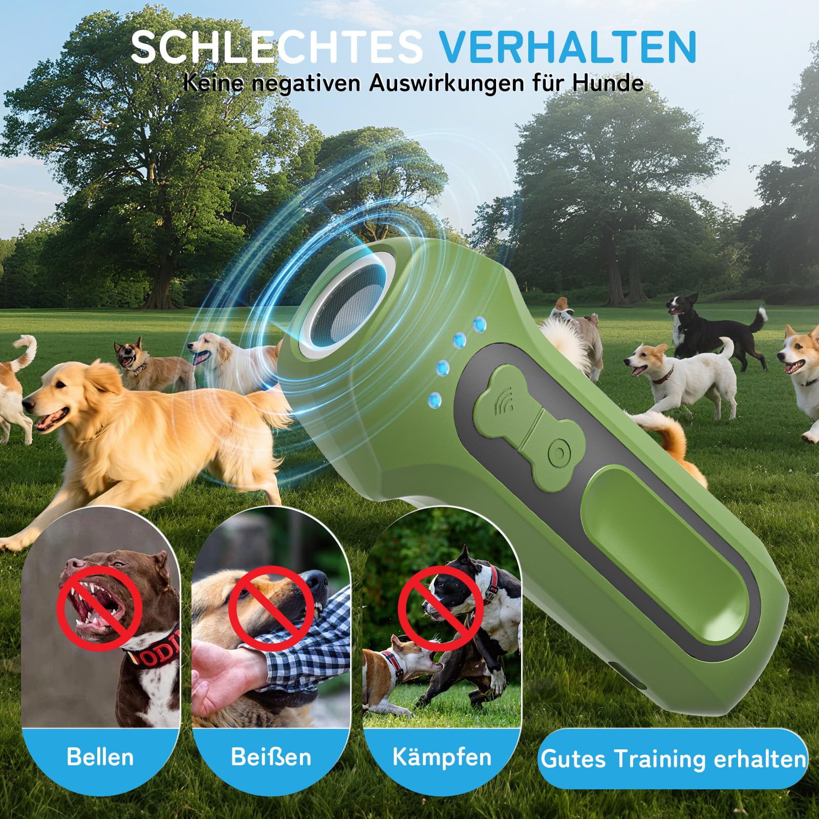 Anti Bell Gerät Hunde, Antibell Ultraschall Gerät, Tragbares Stopp-Bell-Gerät für Hunde, Sicher und Human, 65 Fuß Reichweite, Bellkontrolle für Innen/außen (blaurot)