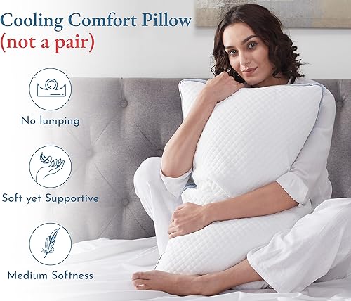 Miniatura 3 de California Design Den Juego de 2 almohadas de cama tamaño Queen para dormir, refrescantes almohadas de hotel de lujo, para dormir de espalda,