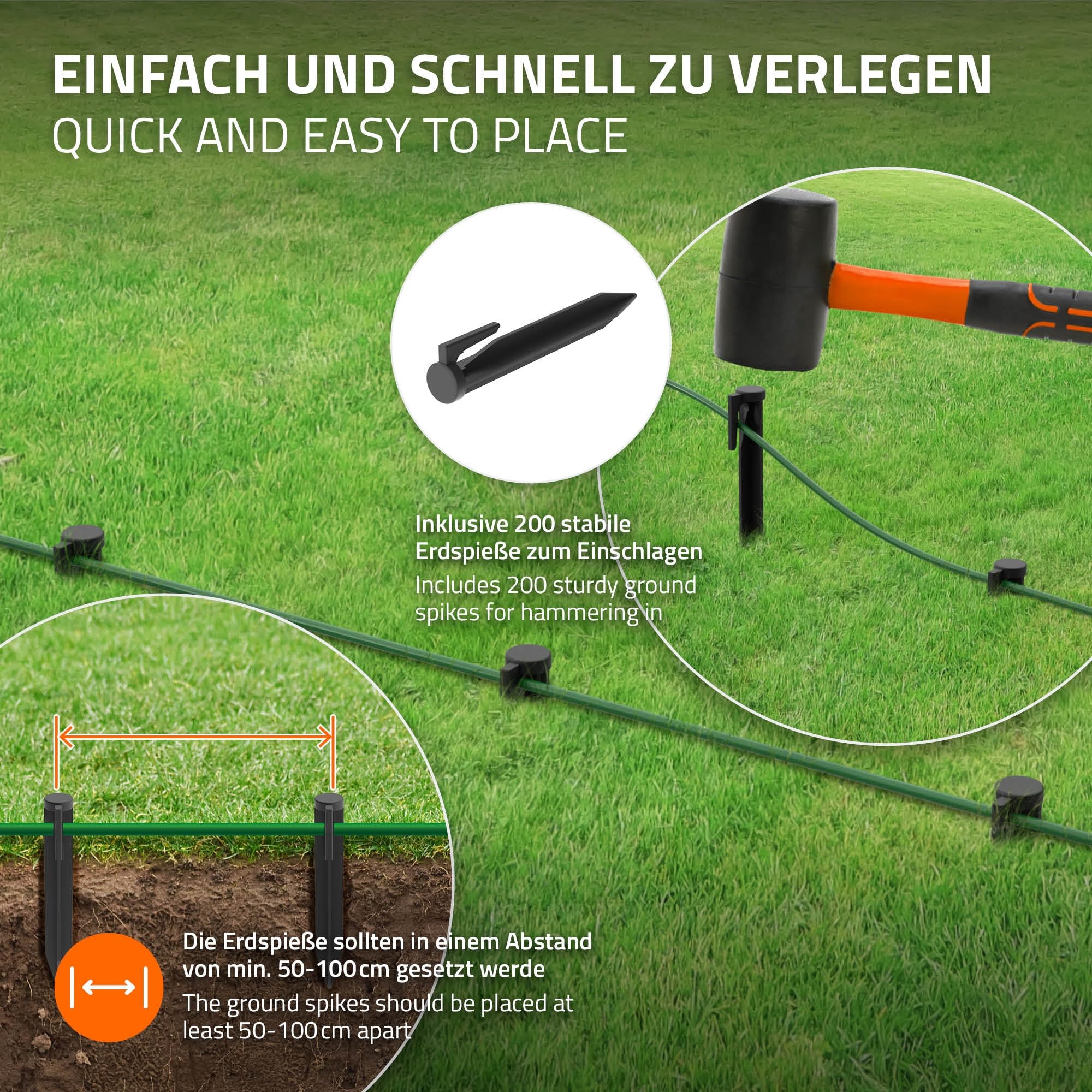 ECD Germany 50m universele grensdraad voor robotmaaiers 200 grondpennen 12 kabelconnectors, vertind koper, grensdraad voor robotmaaiers, compatibel met Gardena Bosch Husqvarna Worx ECD Germany 50m universele grensdraad voor robotmaaiers 200 grondpennen 12 kabelconnectors, vertind koper, grensdraad voor robotmaaiers, compatibel met Gardena Bosch Husqvarna Worx