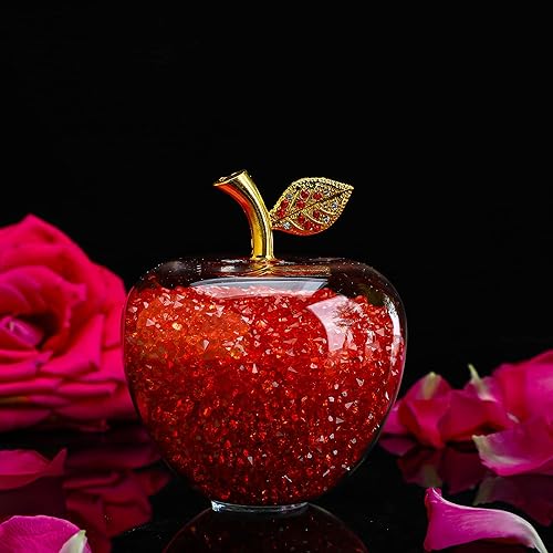Miniatura 9 de H&D Pisapapeles de manzana roja de cristal de 1.575 in, figuras coleccionables de manzana, lo mejor para regalos de Nochebuena