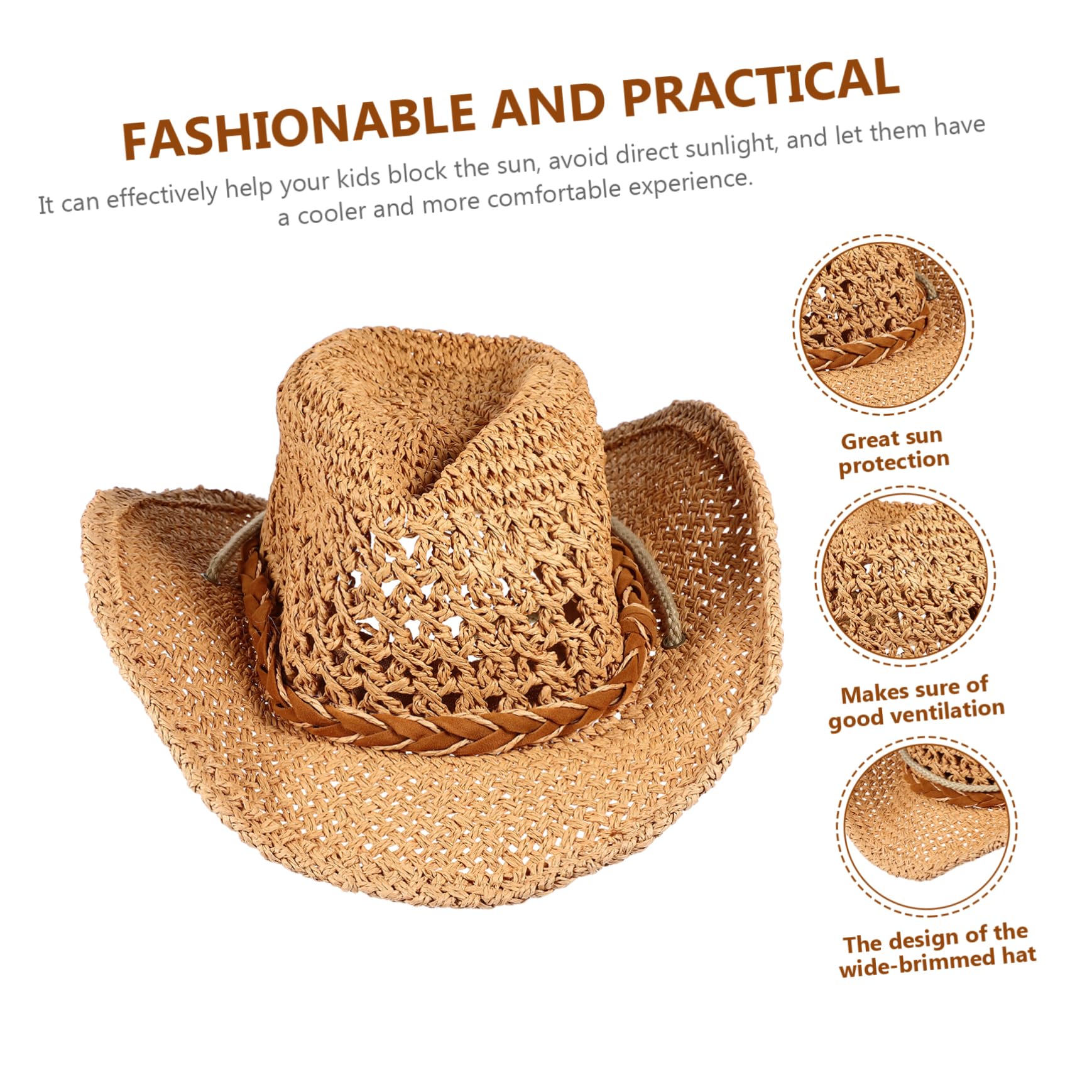 Ciieeo 3 Piezas Sombrero para niños Sombrero Vaquero niño Gorro Sol Bebe Sombreros para Hombre ala Ancha Sombrero Sol Mujer decoración Sombrero Visera Playa