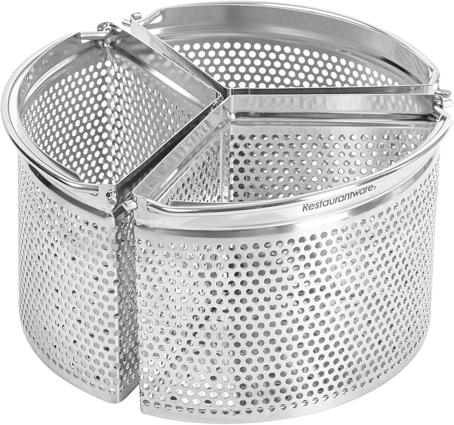 Restaurantware Steamer Basket for Cooking Pot 3-Piece Stainless Steel Trio Separator Perforated Steam Basket Divider for Cooking Veggies, Dumplings, Eggs, Seafood, Pasta, Pressure Cooker