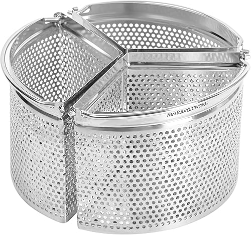 Restaurantware Cesta de vapor para olla de cocina de 3 piezas, acero inoxidable, separador de trío perforado para cocinar verduras, albóndigas,