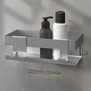 Duschablage Edelstahl ohne Bohren, mit Haken