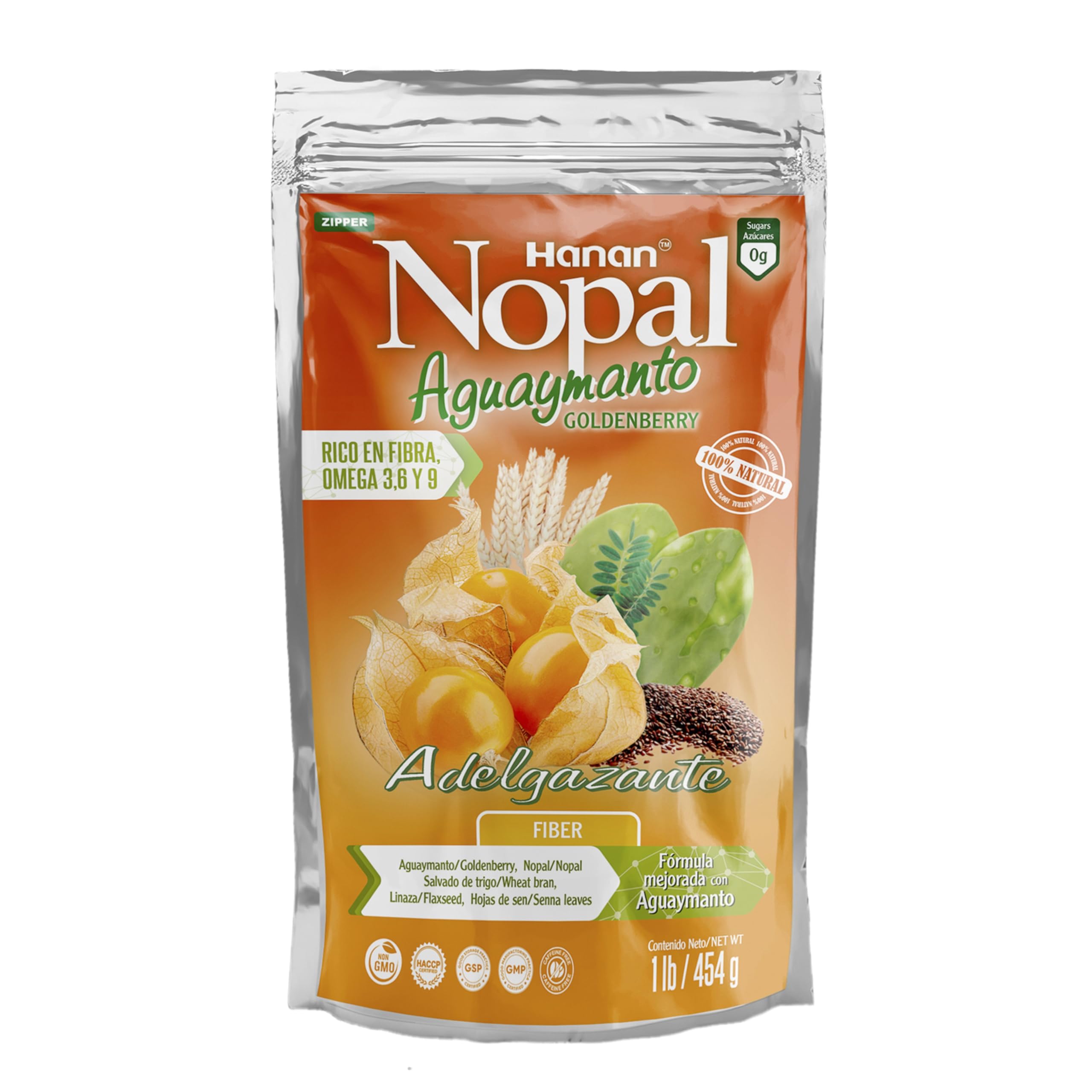 Nopal Mix Aguaymanto 454g - 100% Natural High-Fiber Goldenberry Blend for Digestive Health, Vegan, Non-GMO, Gluten-Free, Keto from Peru (16oz)