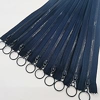 Vista 2 de Cremalleras de resina, 10 unidades de cremalleras que no separan con tiradores de anillo, cierre de cremallera de plástico #3, cierre de cierre