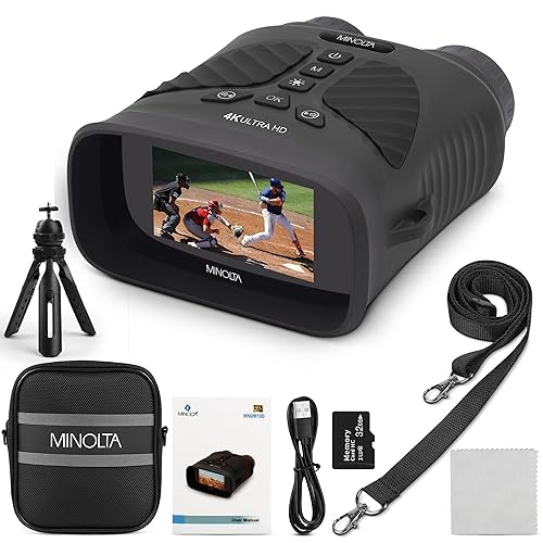 Minolta Monocular digital de visión nocturna 10x25 con cámara de video HD 4K incorporada (negro)