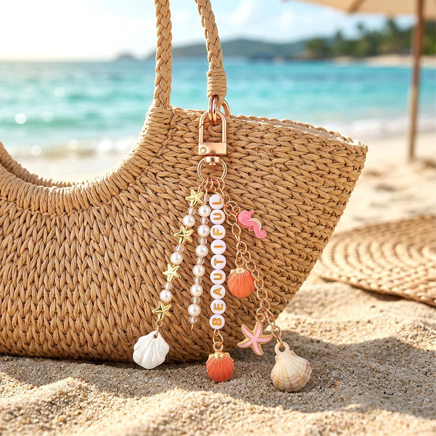 1551Pcs Coastal Seashell Keychain Making Kit Ocean Coastal Key Chain Craft