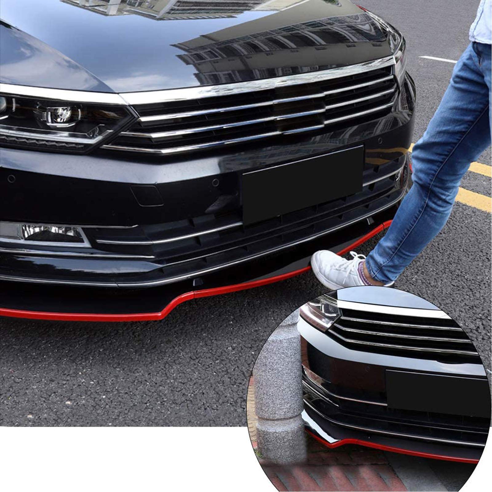 Frontspoiler Lippe Original Universal Auto Spoilerlippe Splitter 2.5M Schutz Zum Kleben Körper Rock Protector für Pkw Truck SUV