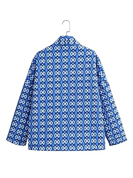 TUREAU Womens Floral Quilted Jacket Lightweight Cropped Boho