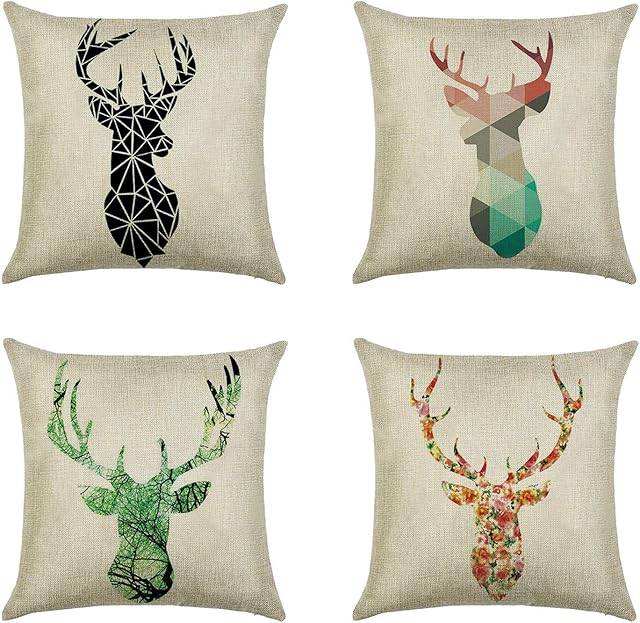 Animal Double-sided Print Cushion Covers Cotton Linen Pillow Case for Home Chair Sofa Bed Car Decor