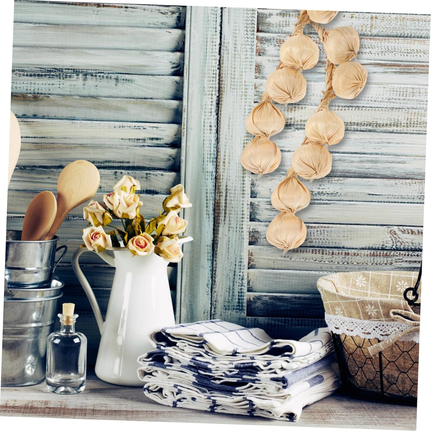 Realistic Garlic String Decorative Garlic Braids Mini Fake for Photography