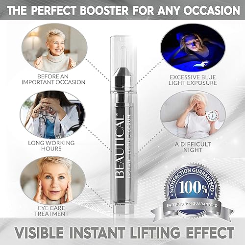 Miniatura 5 de Suero de levantamiento instantáneo - Lifting, Hidratante - Contorno de rostro y ojos - Ácido hialurónico y péptidos - 0.5 fl oz