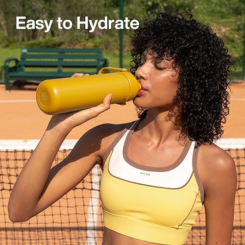 Miniatura 95 de ENCOOL Botella de agua aislada con popote, de acero inoxidable, a prueba de fugas, sin BPA, al vacío de doble pared que se mantiene fría durante 24