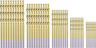 HSS Micro Titanium Coated Twist Drill Bit Set, High Speed Steel Jobber Length Drill, Split Point, 50 PCS Drill Bits Tools, 1/32" to 7/64"（0.8,1.6,2.0,2.5,3.0) for Wood Plastic and Metal