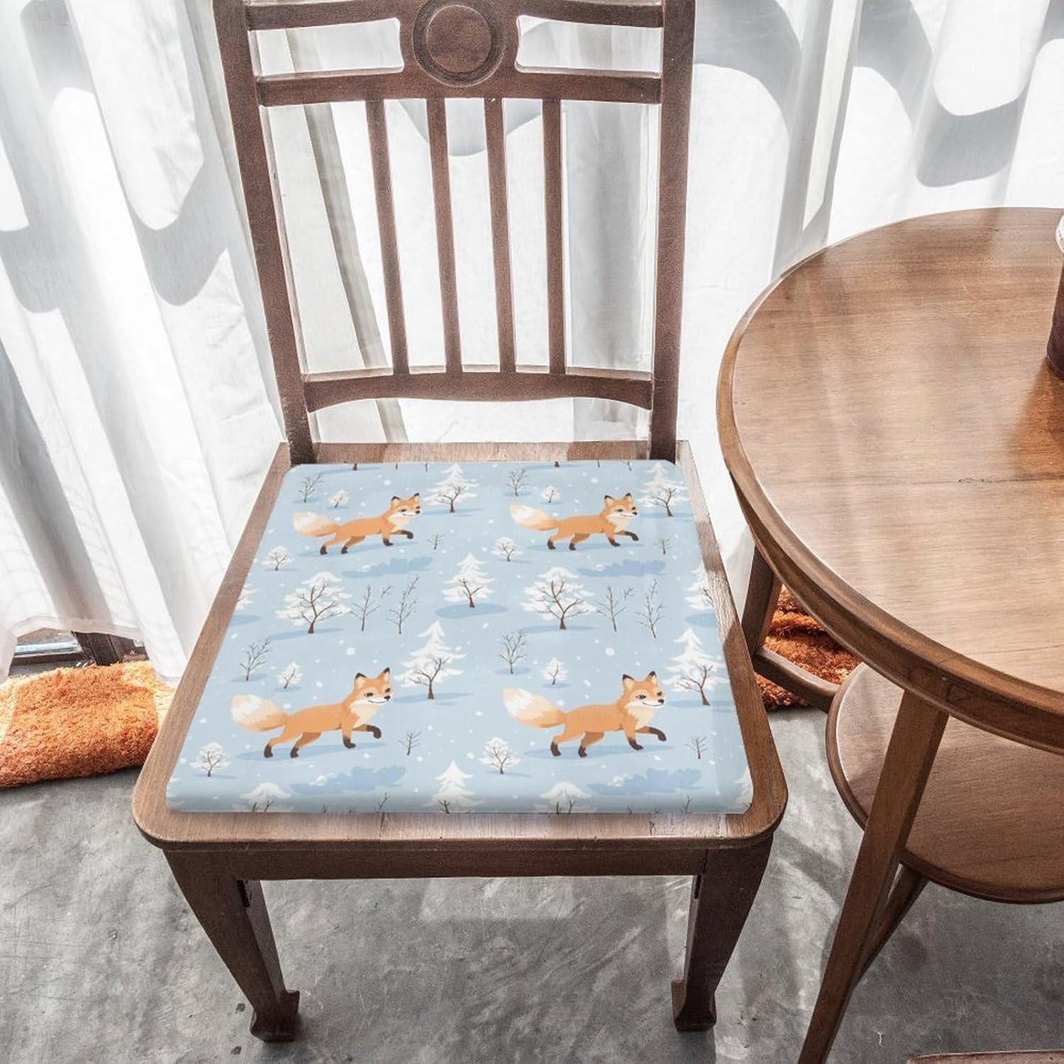 Winter Foxes Floor Pillow Meditation Yoga Cushion Square Chair Cushion Pillows Seating for Adults
