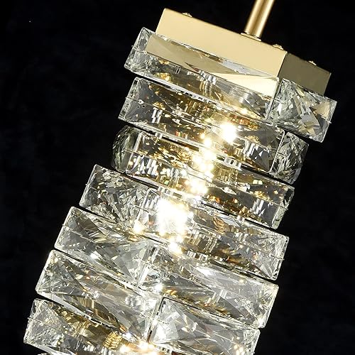 Miniatura 6 de Moderna lámpara colgante de cristal dorado iluminación colgante para isla de cocina LED varilla colgando mini luces colgantes baño, 8 W, 4000 K, no