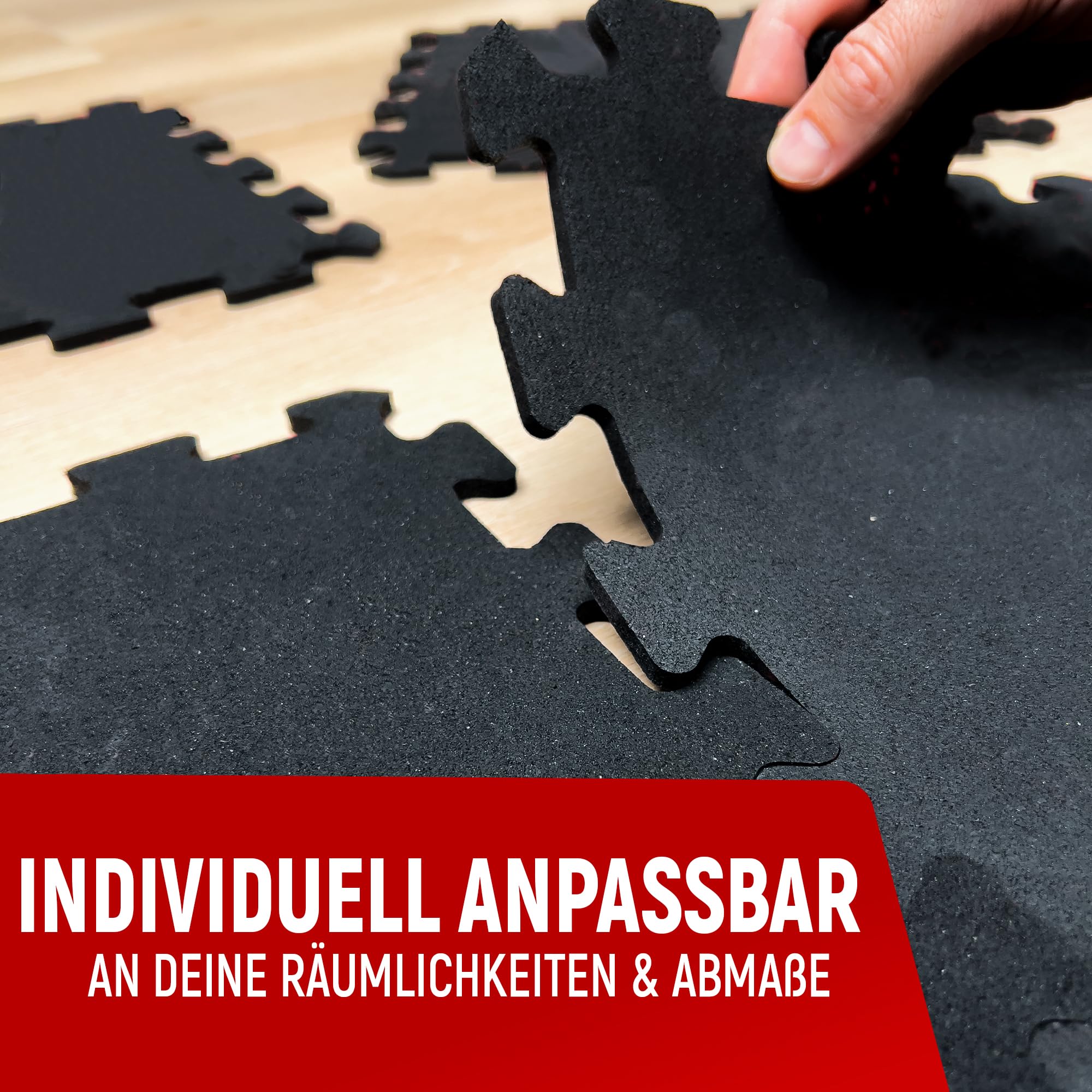 NEOLYMP Bodenschutzmatte Fitness, extra Dicke und robuste Gummimatte Fitnessboden - Puzzlematte Bodem, Gymnastikmatte, Sportmatte, Fitnessmatte (Schwarz, 8 Matten | 0,7 m²)