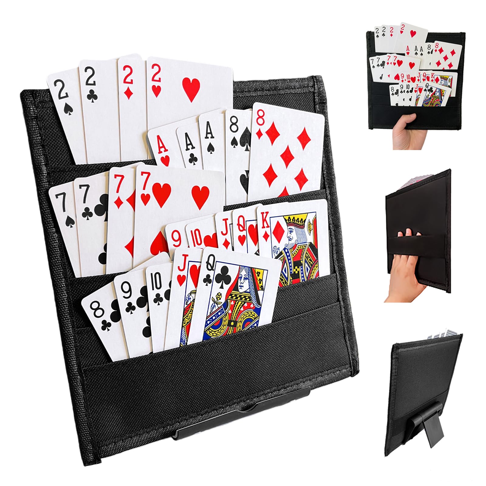 1 Pack Playing Cards Holders Stands Decks with Upgraded Backplate Bracket, 5 Layers Design for Poker Uno Card Holder，Ideal Playing Card Accessories, Ultra-Thin and Easy to Store