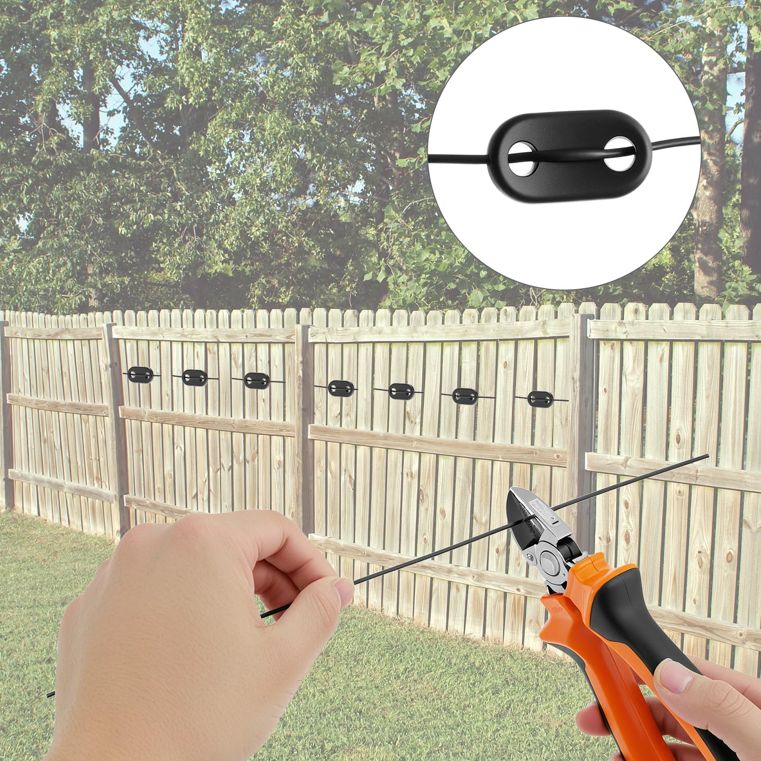QWORK® 200 Pièces Fixation pour Brise-Vue, 100 Plaquettes de Montage en PVC résistantes aux intempéries et 100 Attaches, pour Jardin, terrasse et Balcon