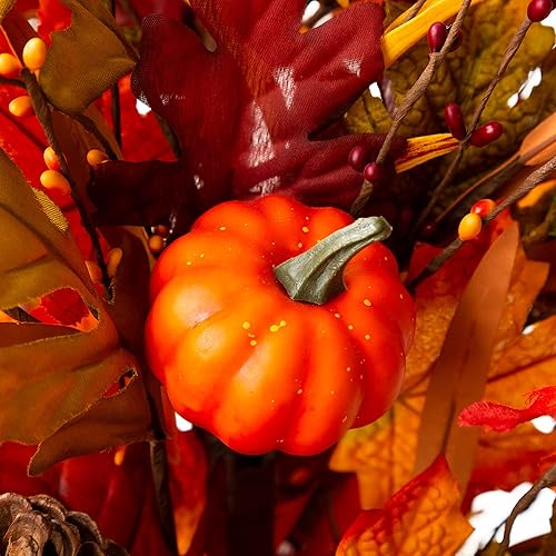 Miniatura 4 de Glitzhome Árbol de hojas de arce iluminadas de otoño de 36 pulgadas de alto, urna artificial en maceta con temporizador, 20 luces blancas cálidas