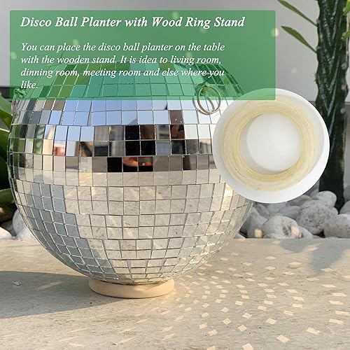 Miniatura 3 de Maceta de bola de discoteca de 6 pulgadas con espejo, colgador de plantas de bola de discoteca con cadena, mini perchas para plantas para interiores