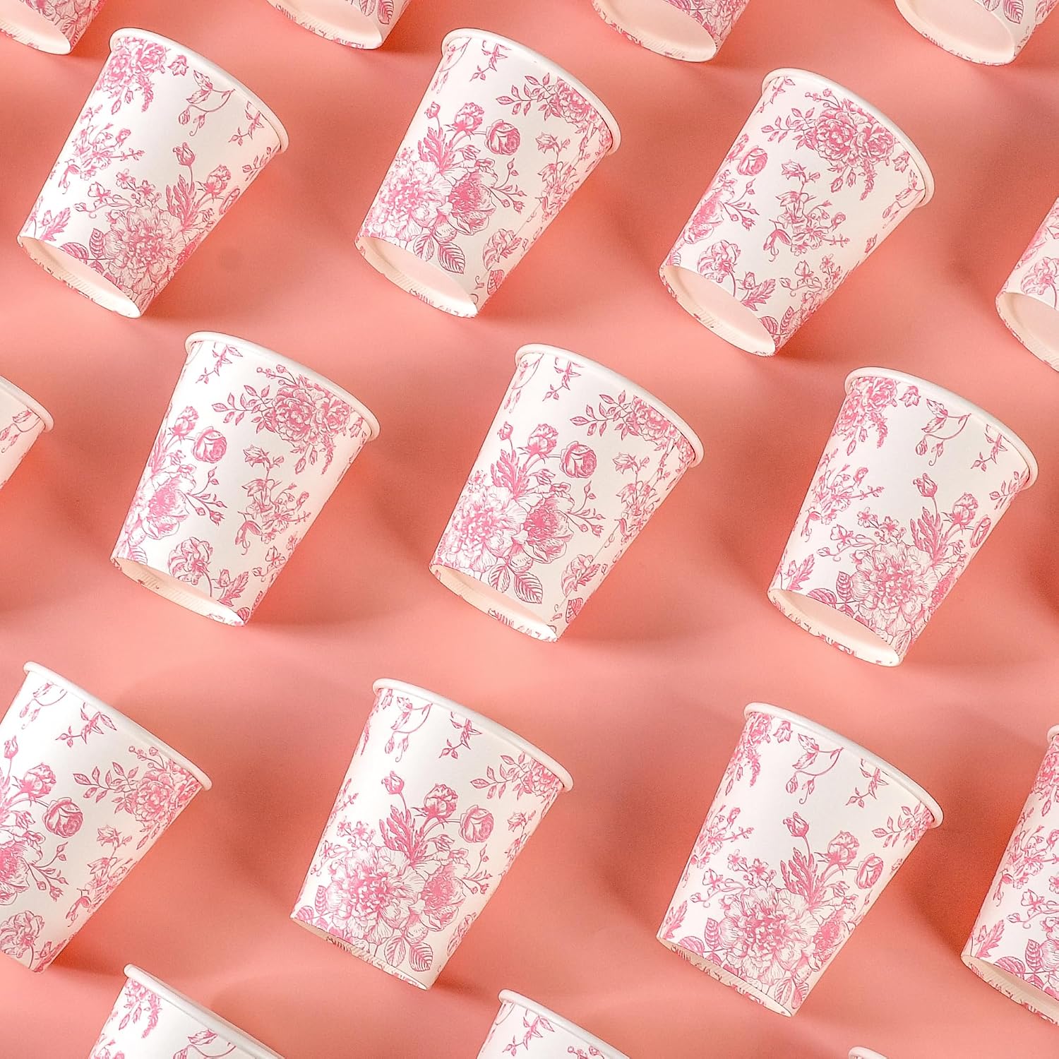 COLOR GREEN ❗❗100Pcs Pink Floral Disposable Party Paper Cups 9oz