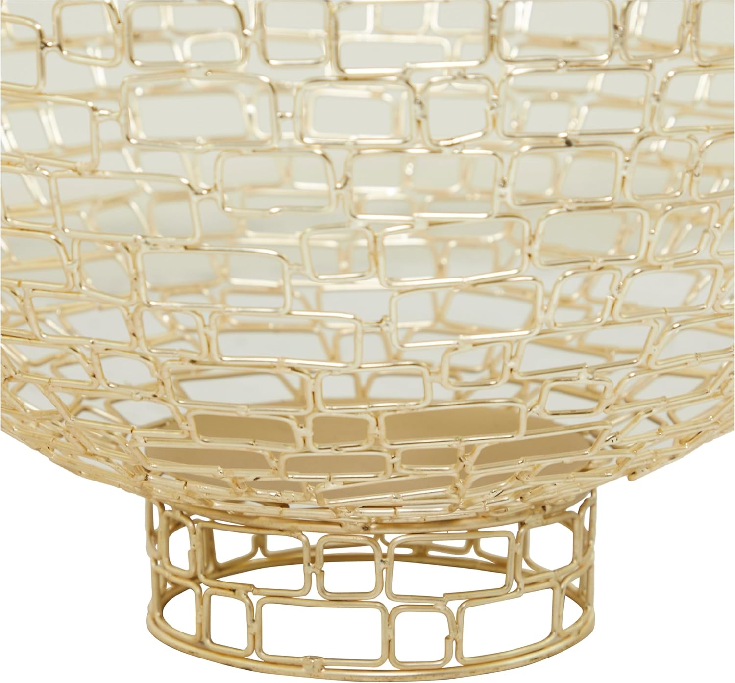 Gold Metal Decorative Bowl with Chain Link Patterns (Set of 2)