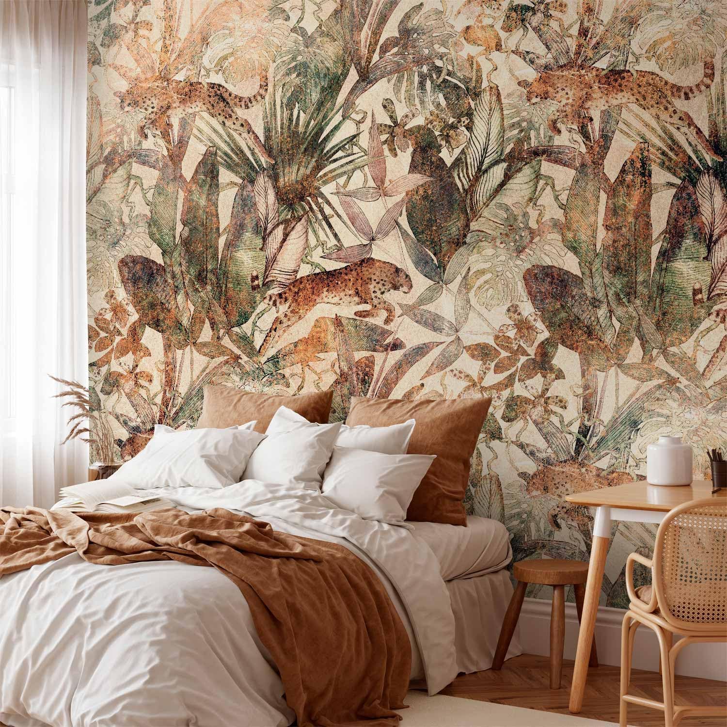 artgeist Wall Mural Jungle 79x55 in - Non-Woven Wallpaper Fleece Wall Decor Photo Print Picture Image Design Vintage Animals Tiger Like Painted b-A-10089-a-b