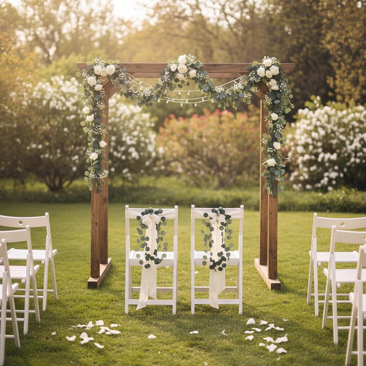 86 Inch Hanging Eucalyptus Garland Eucalyptus Leaves Greenery Garland Fake Vines for Bedroom Kitchen Home Office Wedding Wall Decor Centerpieces for Tables Fireplace - Image 3