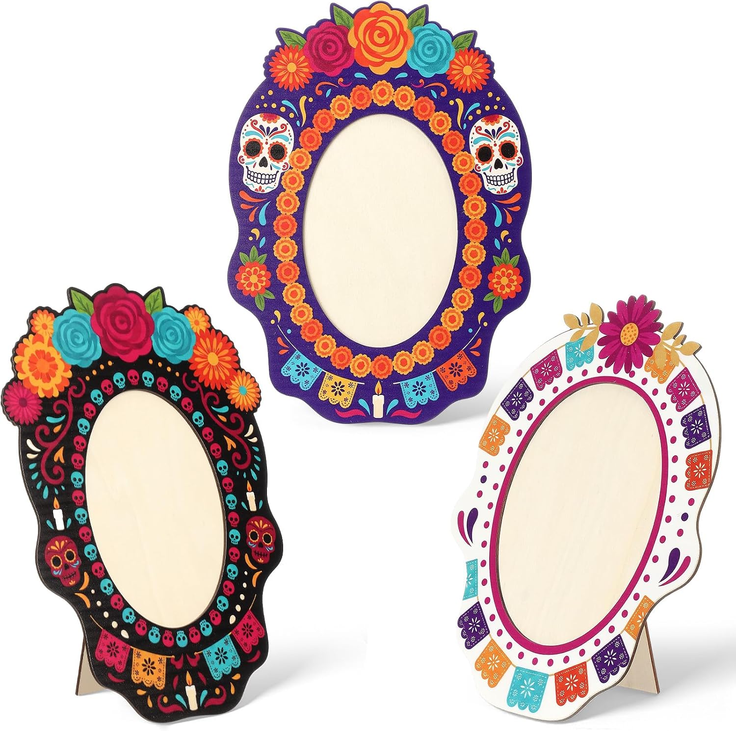 Mifoci 3 Pcs Dia de los Muertos Decoration Picture Frame Altar, Ornate