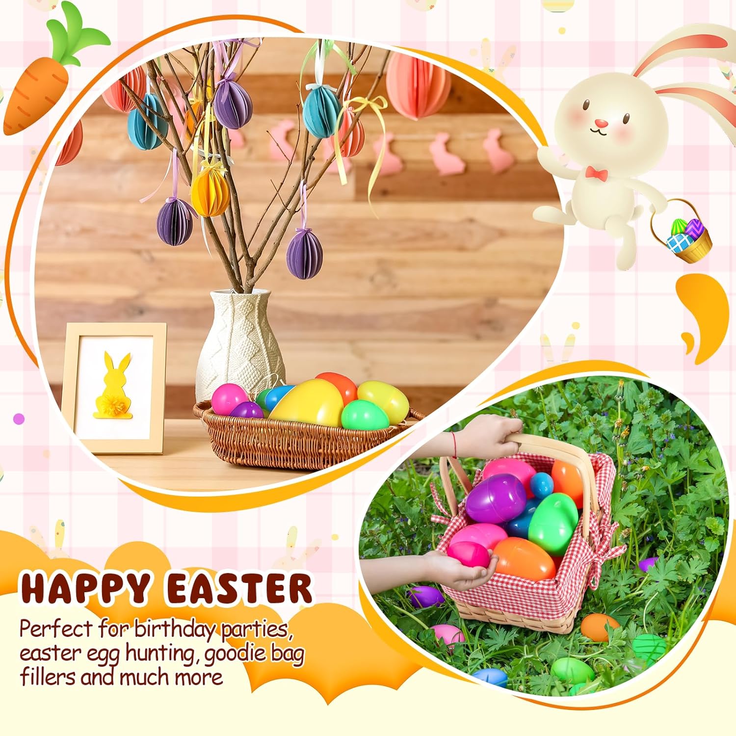 114 Pcs 7.9, 3.9, 2.2 Fillable Easter Eggs Bulk Jumbo Plastic Empty Plastic Easter Eggs Bright Colorful for Basket Stuffers Fillers, Hunt, Filling Treats and Party Favor