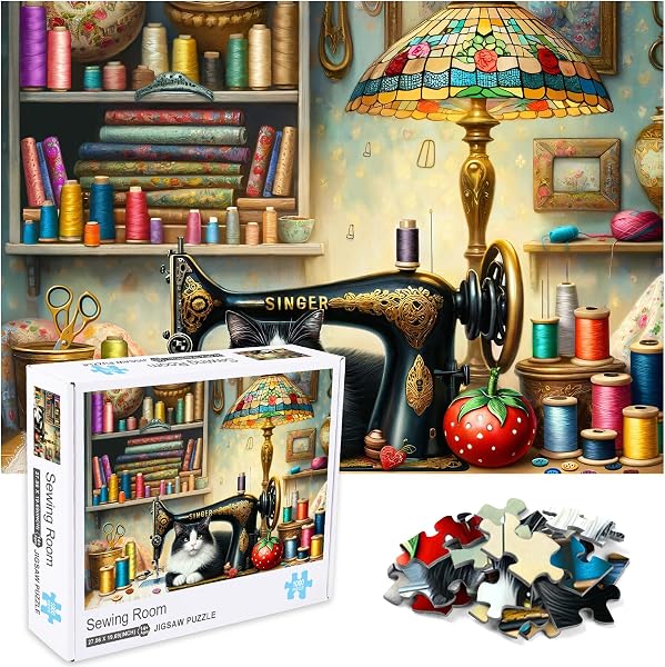 crowm The Sewing Room Cat 1000 Piece Jigsaw Puzzle