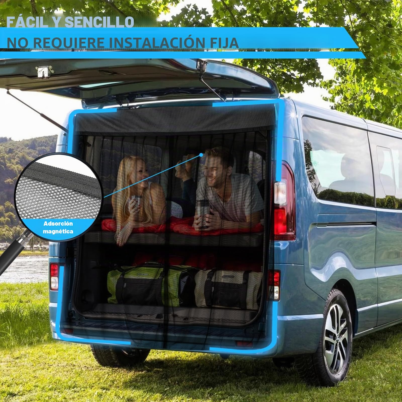 Mosquitera de Coche Reemplazo para Renault Trafic 2001-2024/Vivaro/Talento/NV300, Mosquitera para Puerta Trasera de Coche, Mosquitera Magnética de Una Sola Capa para Acampar