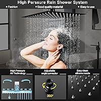 Vista 5 de Sistema de ducha de lluvia, juego de grifo de ducha de 12 pulgadas con boquilla de bañera, juego de grifos de ducha de cascada montado en la pared