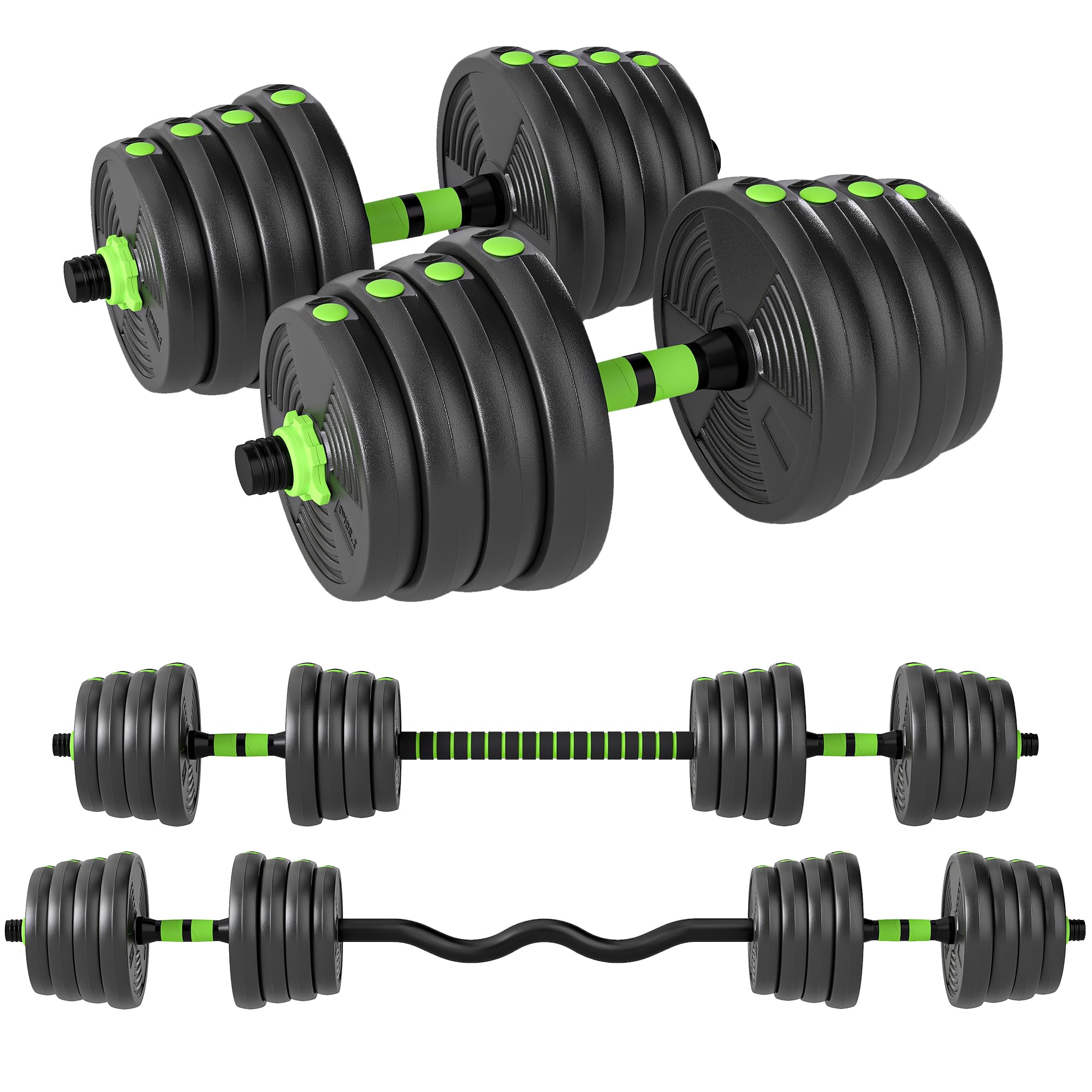 SPORTNOW 3-in-1 Hantelset Verstellbar Kurzhantel Set Verbindungsrohr 30 KG | Hanteln, Langhanteln, Kurzhanteln Set, Krafttraining, Kurzhantelset, Zuhause, Fitnessstudio