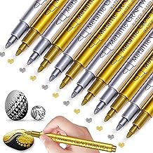 Acrylic marking, gold silver markers, permanent markers, waterproof, quick drying, suitable for wood, metal, glass, fabric, stone, (12 pieces)