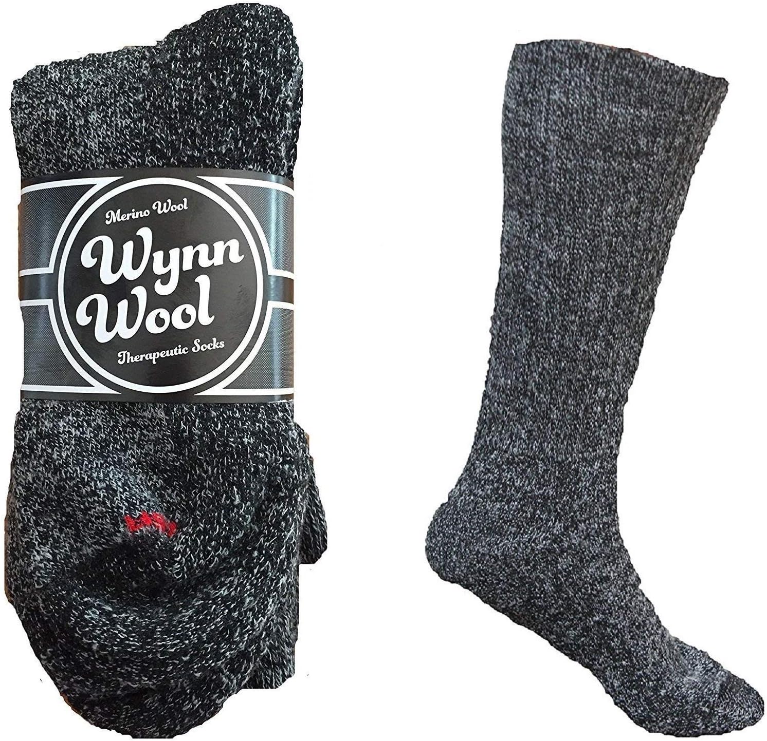 Diabetic Merino Wool Loose Fitting Socks 2 Pair Large Black