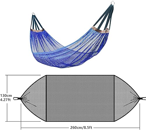 Miniatura 2 de RANIT Hamaca para exteriores, hamaca de malla de nailon súper suave y transpirable, carga máxima de 650 libras (azul)