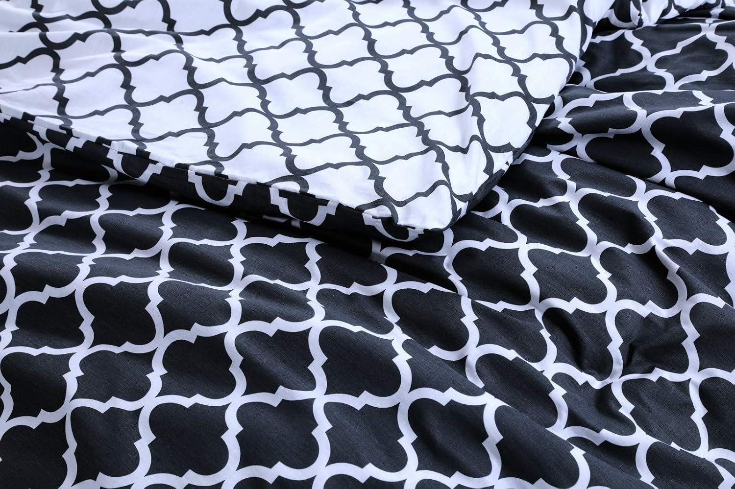 DTEX HOMES Super King Duvet Set 100% Pure Cotton Reversible Printed Hotel Quality Duvet Cover Ultra Soft Easy Care Super King Duvet Cover Set Super Soft and Luxury Duvet Cover Sets(Spades Black) - Image 4
